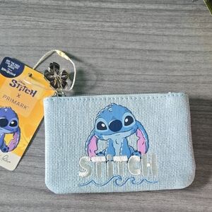 Disney Primark Stitch Coin Cash Purse NWT New W Tags Blue White Pink